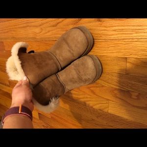 Tan button UGG boots
